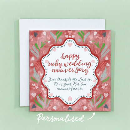 Christian Ruby Wedding Anniversary Card With Scripture And Hope Designs