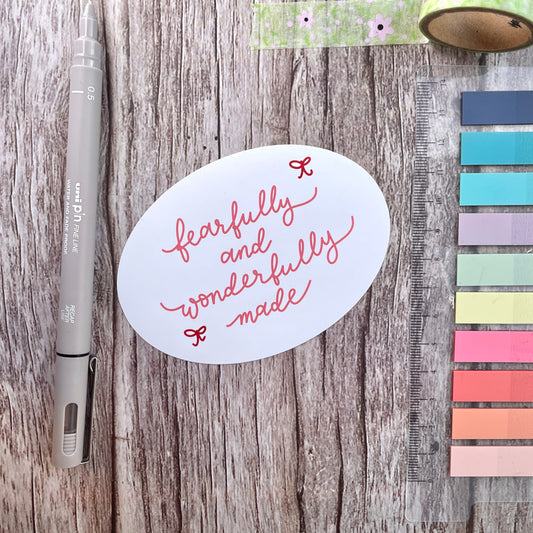 Christian Vinyl Sticker - Fearfully and Wonderfully Made And Hope Designs stickers