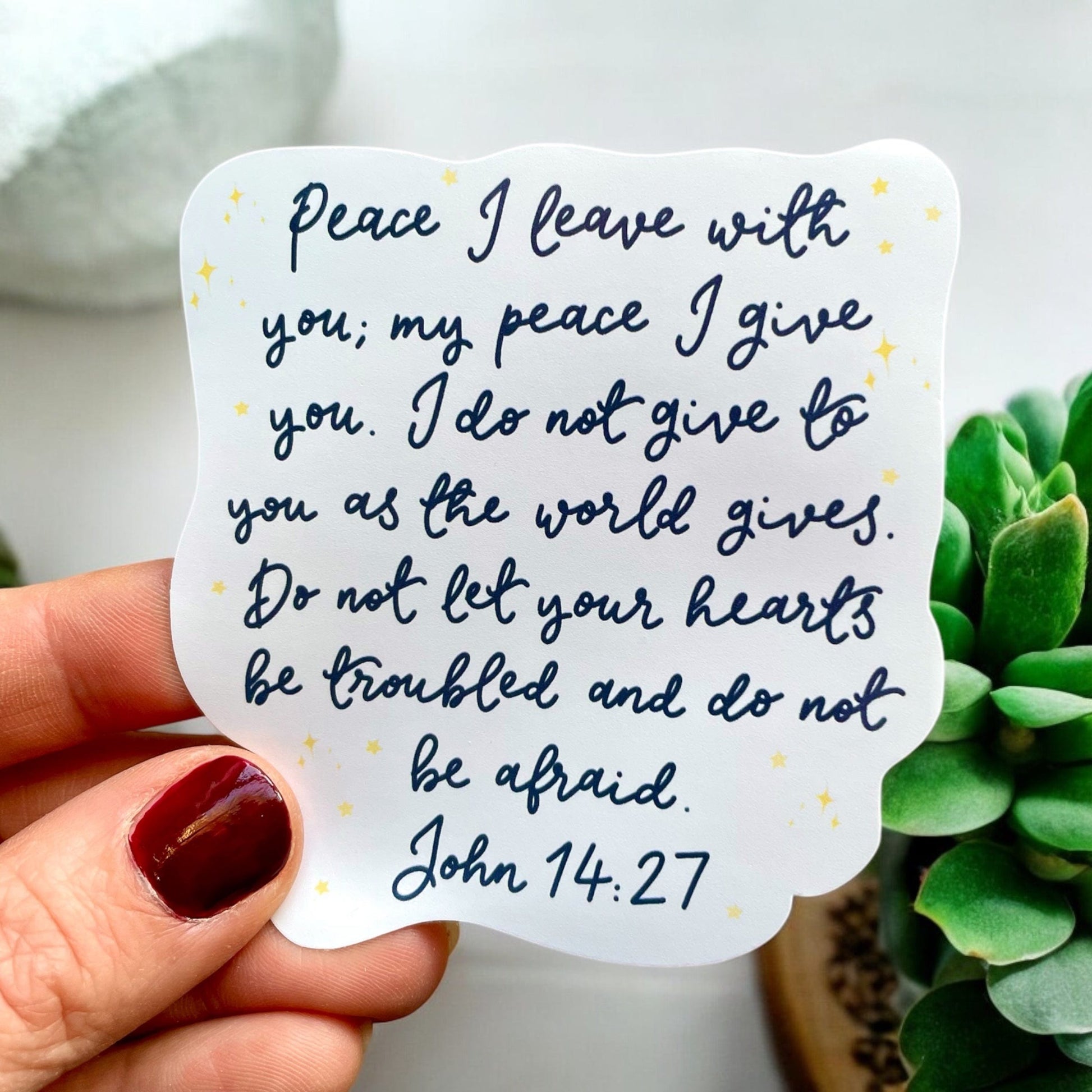 Christian vinyl sticker - John 14:27 - Peace I leave with you And Hope Designs stickers