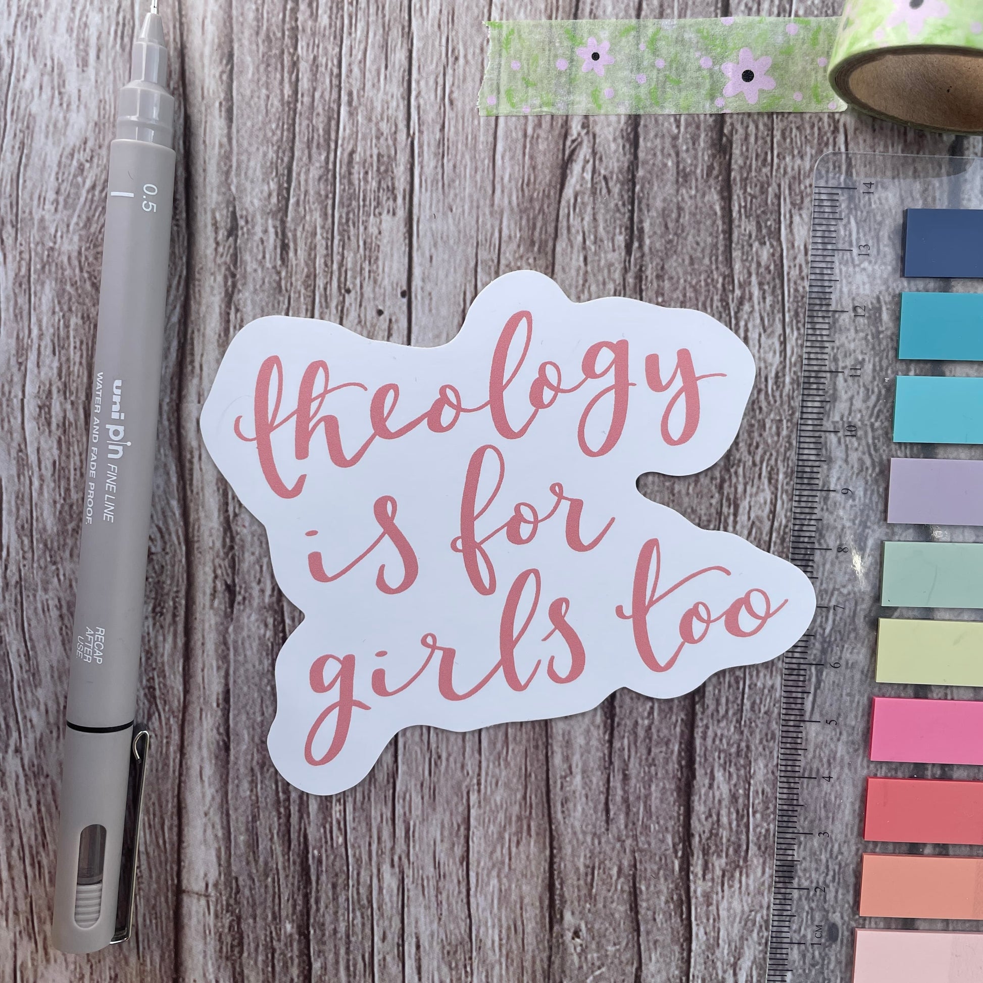 Christian Vinyl Sticker - Large Theology Is for Girls Too And Hope Designs stickers