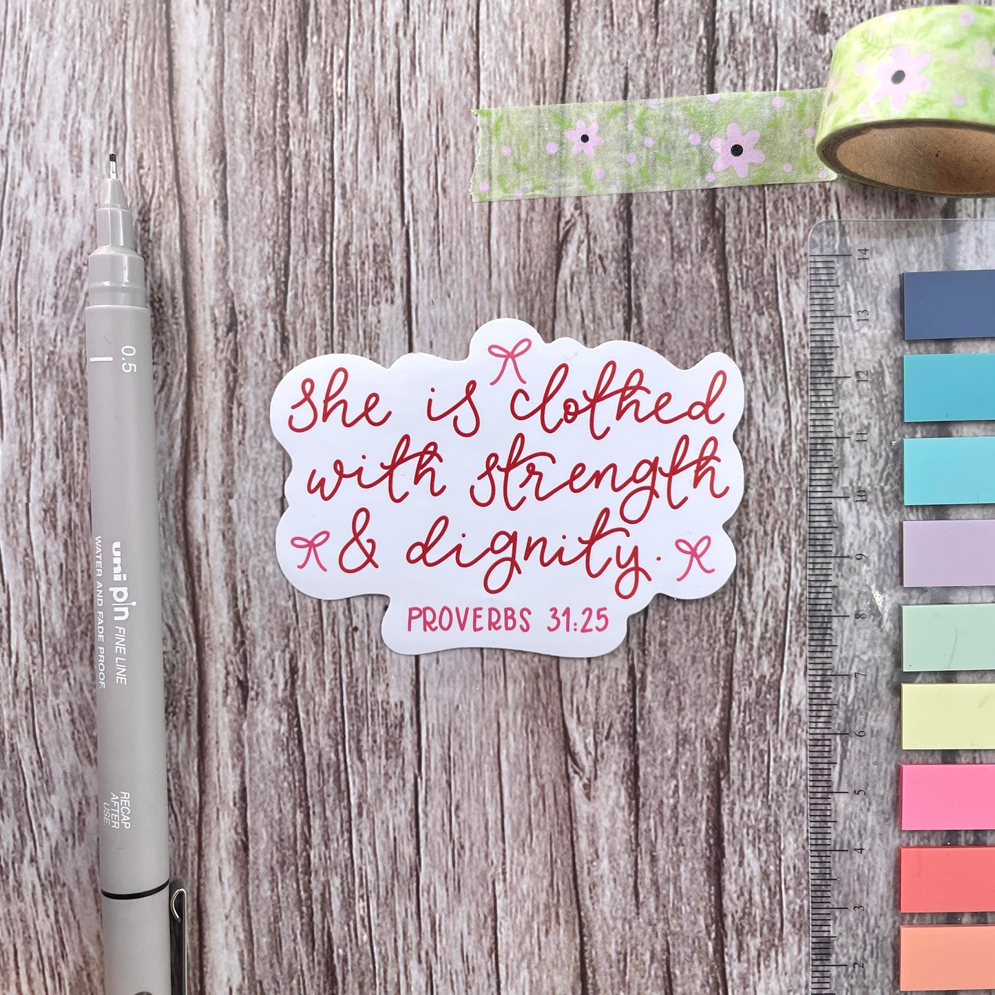 Christian Vinyl Sticker - She is Clothed with Strength and Dignity And Hope Designs stickers