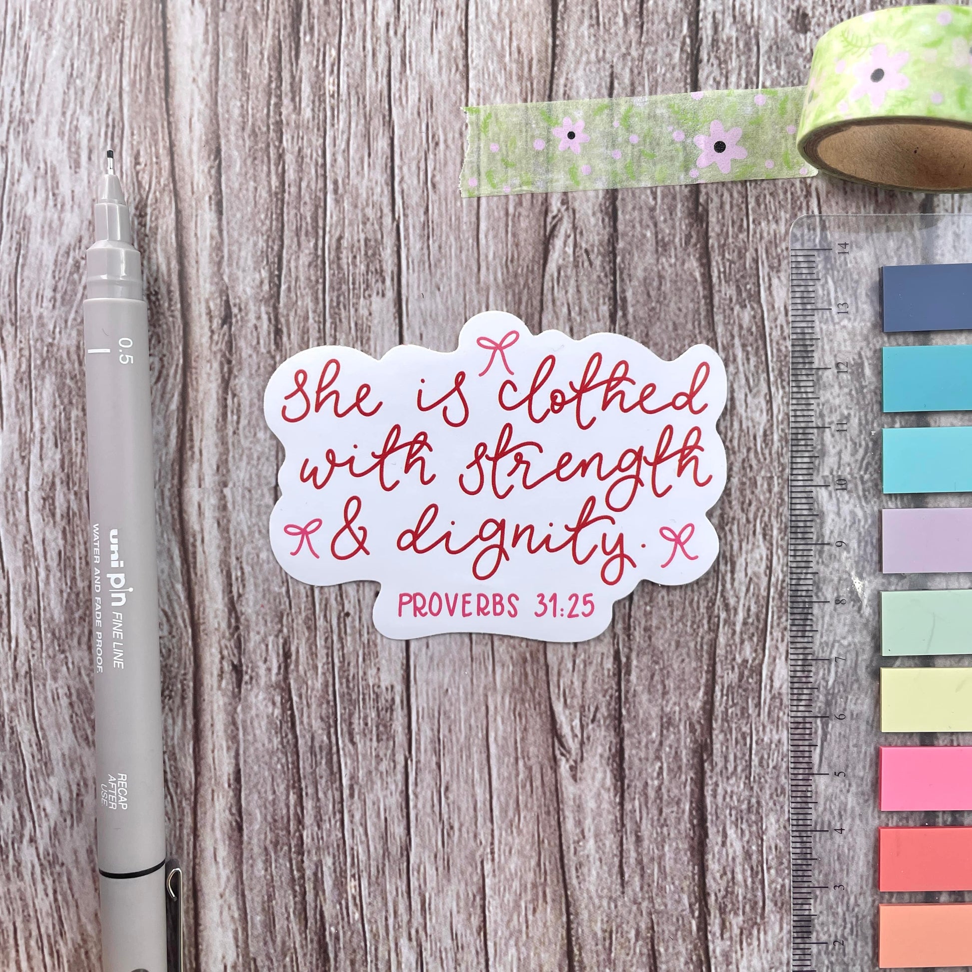 Christian Vinyl Sticker - She is Clothed with Strength and Dignity And Hope Designs stickers