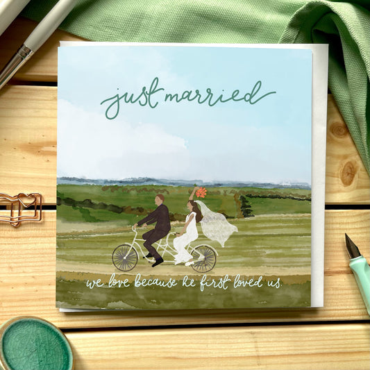 Christian Wedding Card - Just Married Tandem And Hope Designs Cards