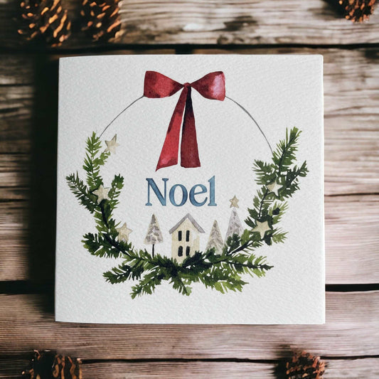 Christmas card - Noel with fir branch wreath And Hope Designs Cards