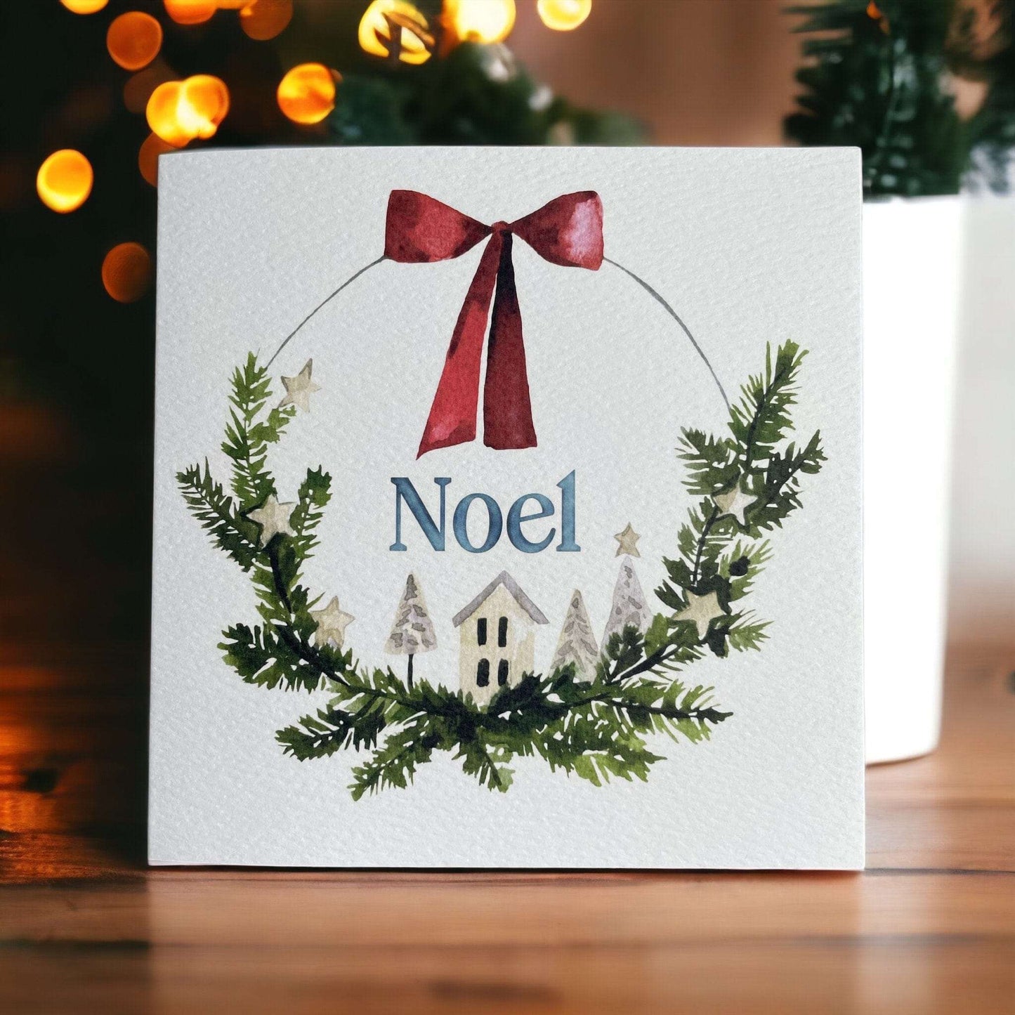 Christmas card - Noel with fir branch wreath And Hope Designs Cards