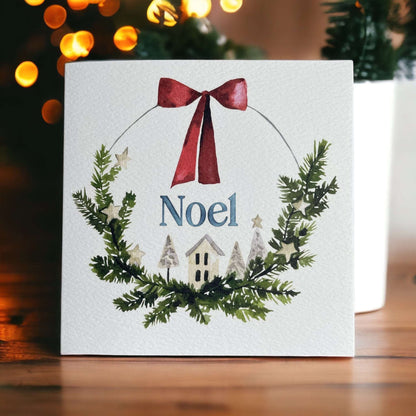 Christmas card - Noel with fir branch wreath And Hope Designs Cards