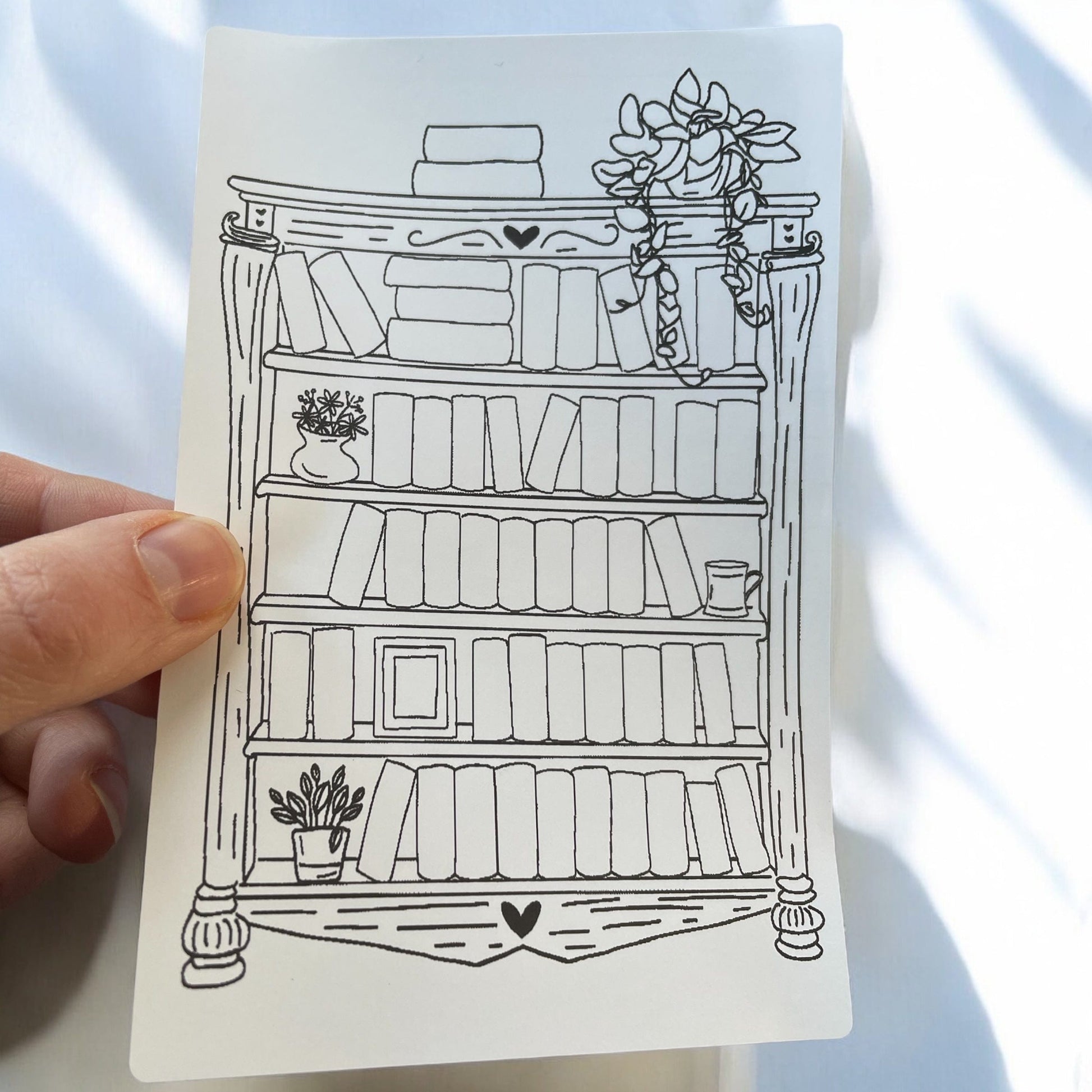 Colour in bookcase sticker And Hope Designs stickers