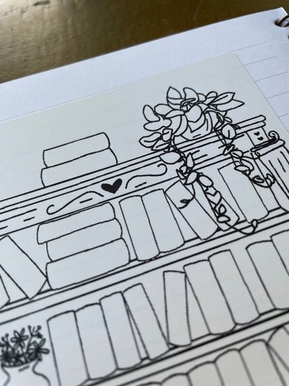 Colour in bookcase sticker And Hope Designs stickers