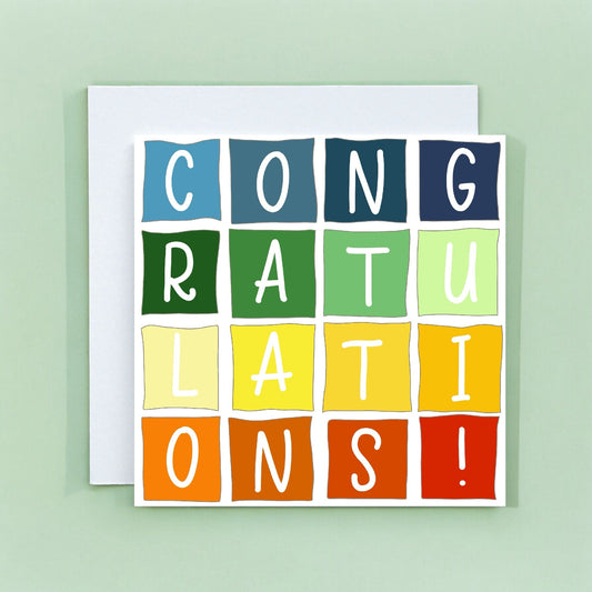 Congratulations card - bright bold and colourful And Hope Designs Cards