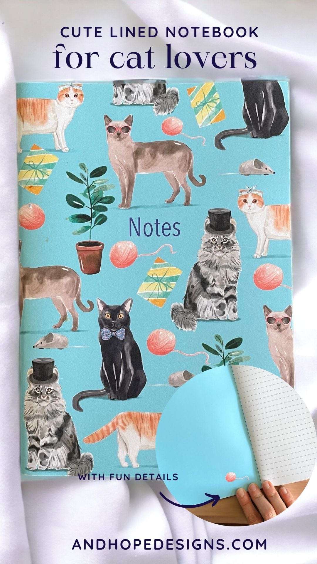 Cool cats A5 lined notebook And Hope Designs Notebook