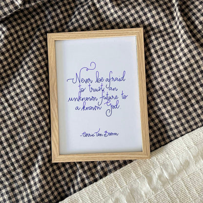 Corrie Ten Boom Quote Christian Print - Navy Blue And Hope Designs Print