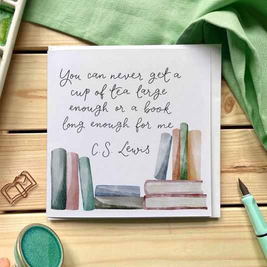 CS Lewis book and tea quote greeting card And Hope Designs Cards