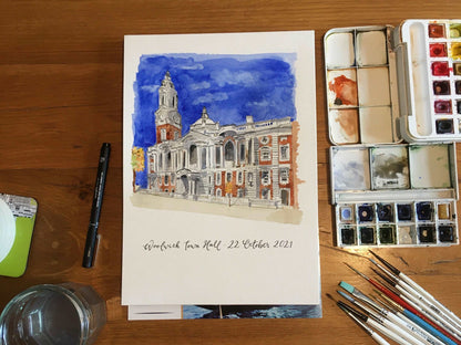 Custom Watercolour church or wedding venue painting A4 / 1 Line up to 25 characters And Hope Designs Commission