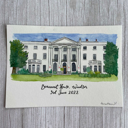 Custom Watercolour church or wedding venue painting A5 / 2 Lines up to 50 characters And Hope Designs Commission