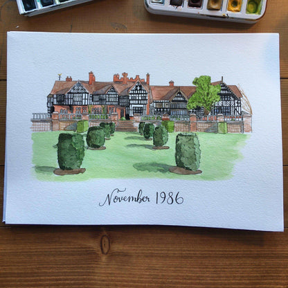 Custom Watercolour church or wedding venue painting And Hope Designs Commission