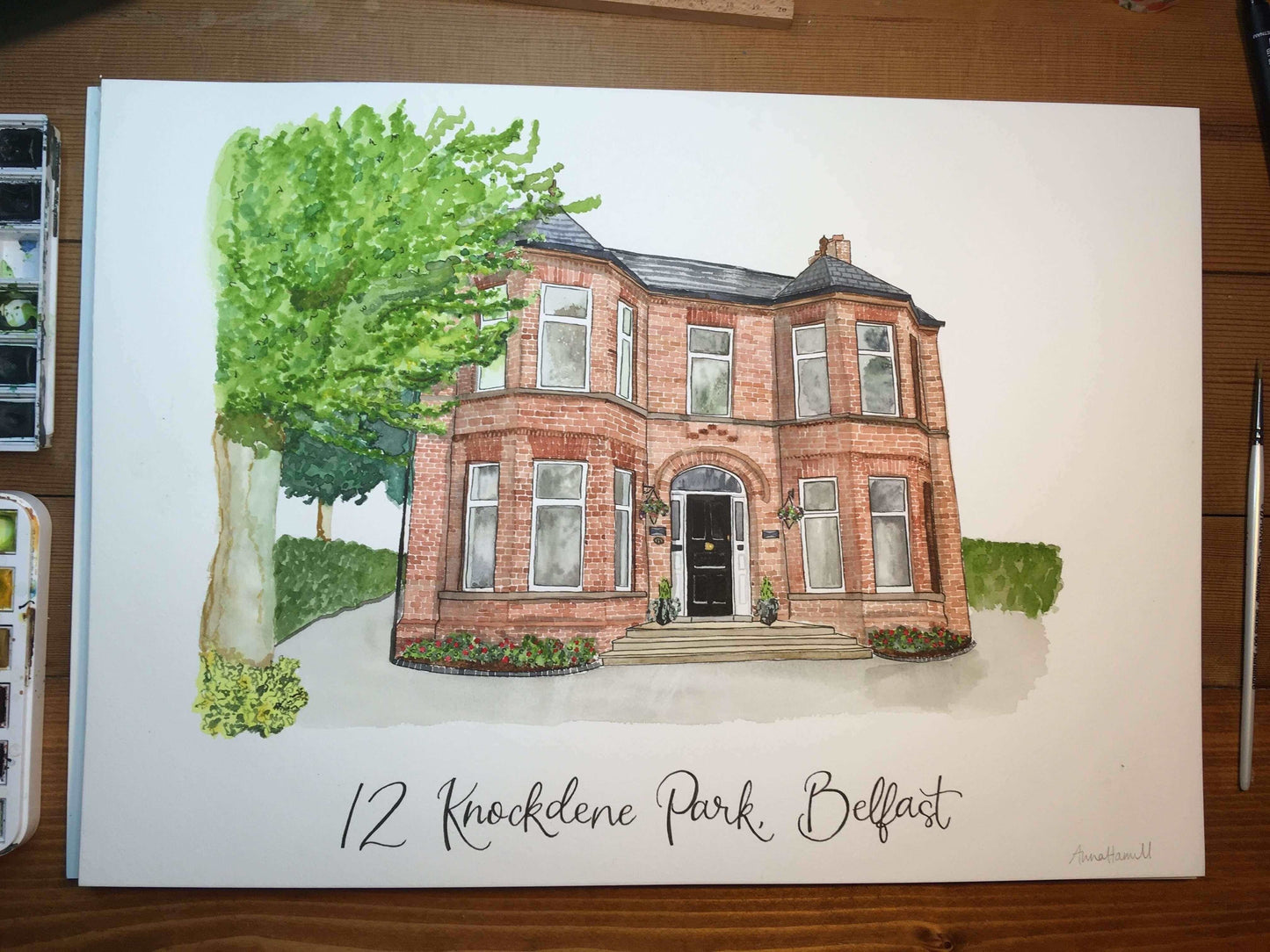 Custom Watercolour House Portrait A3 / 1 Line up to 25 characters And Hope Designs Commission