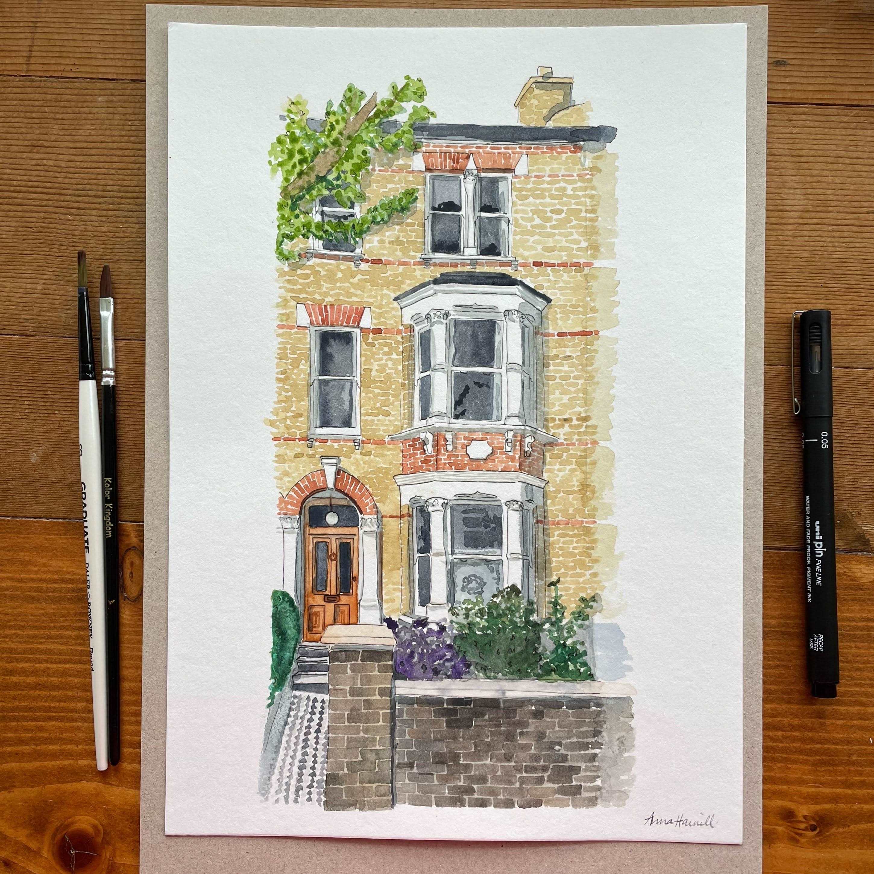 HOUSE PORTRAIT shops Commissioned watercolor painting, letter size (8 x 10in) 300gr. It could be a portrait, or a house portrait, etc.