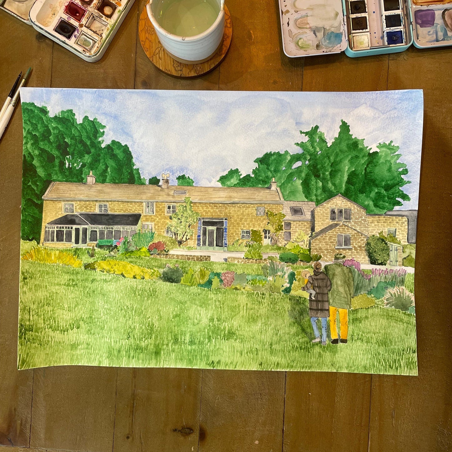 Custom Watercolour painting with people And Hope Designs Commission