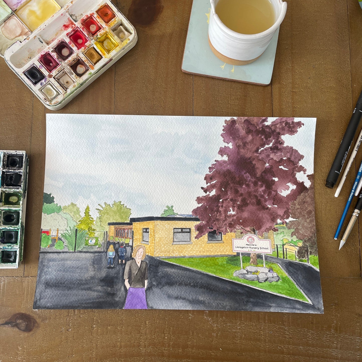 Custom Watercolour painting with people And Hope Designs Commission