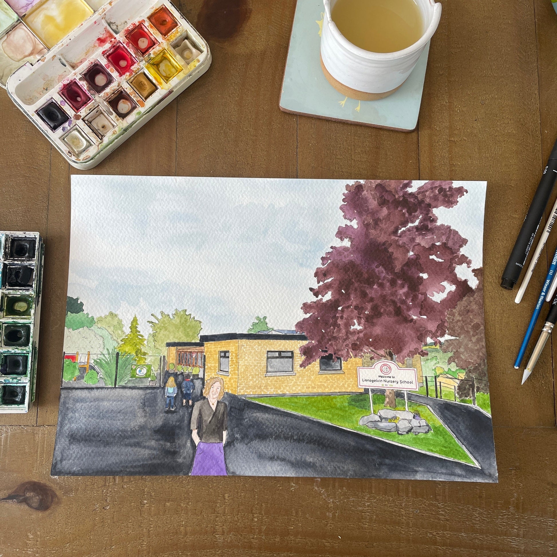 Custom Watercolour painting with people And Hope Designs Commission