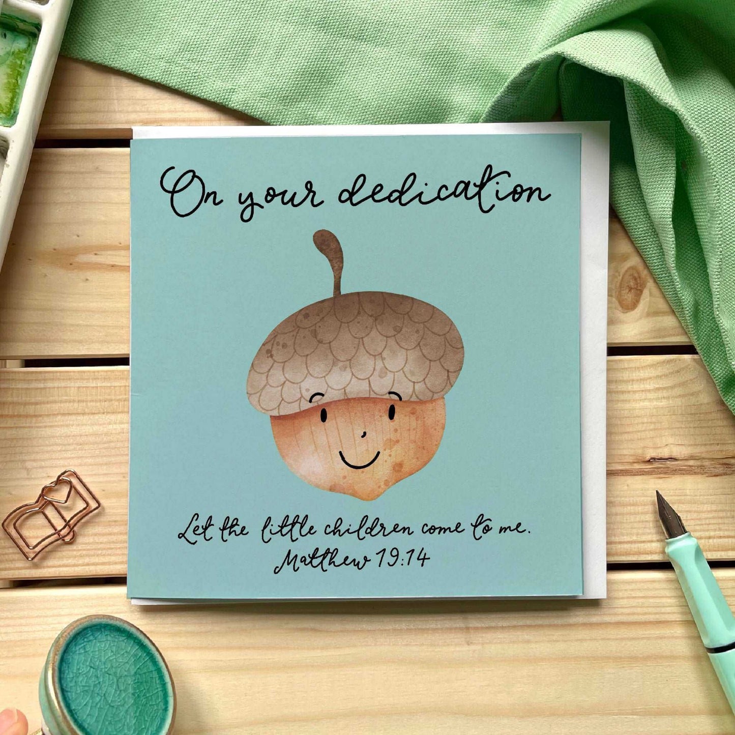 Dedication card with scripture verse, Acorn face And Hope Designs Cards