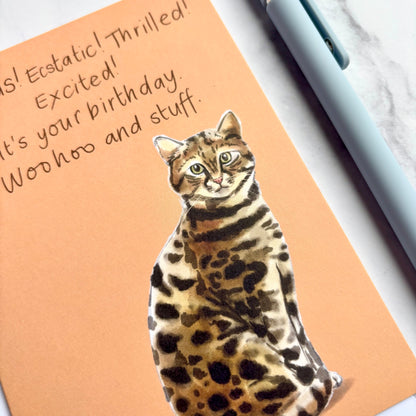 Excited (not) cat birthday card And Hope Designs Cards
