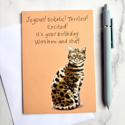 Excited (not) cat birthday card And Hope Designs Cards