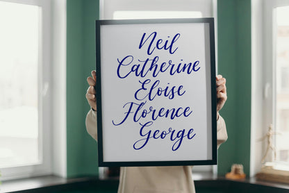 Family names bespoke print A3 / Navy Blue And Hope Designs Commission