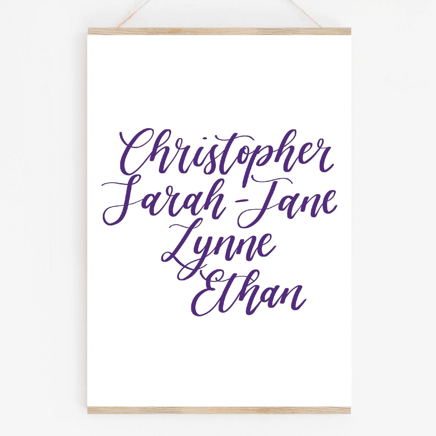 Family names bespoke print A5 / Purple And Hope Designs Commission