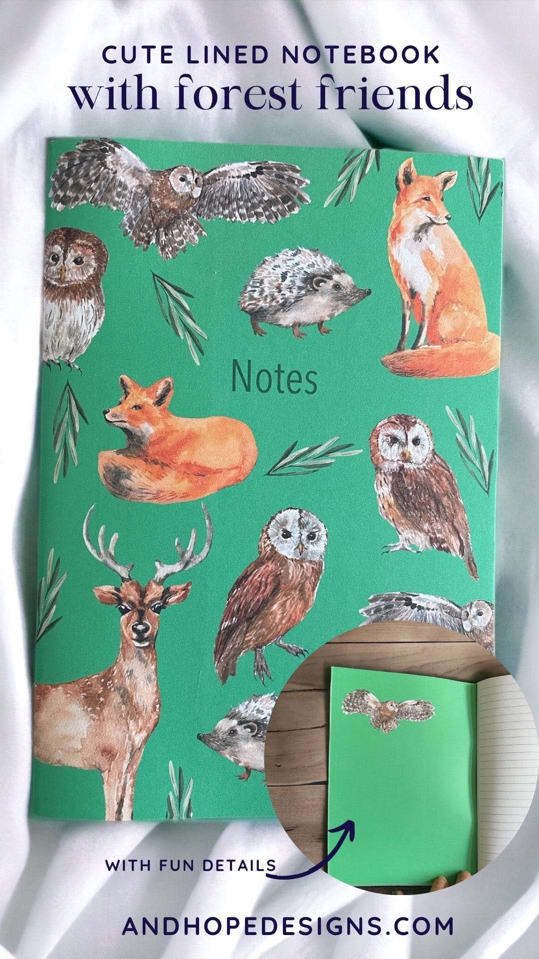 Forest friends A5 lined notebook And Hope Designs Notebook