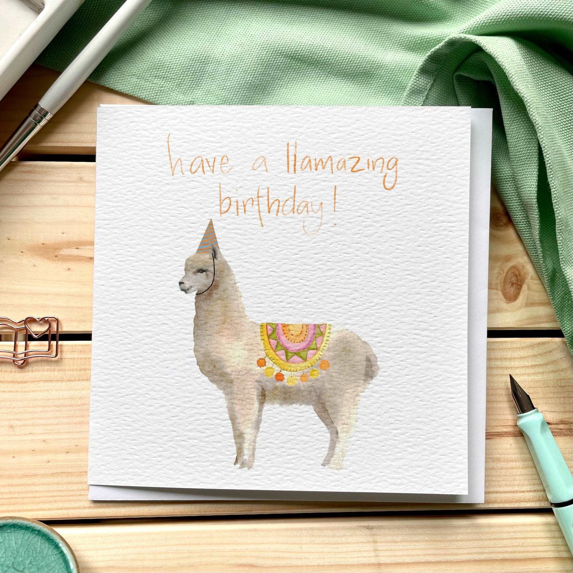 Funny pun llama birthday card And Hope Designs Cards