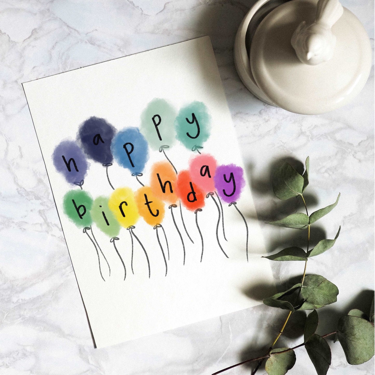 Happy birthday multicoloured balloons And Hope Designs Greeting & Note Cards