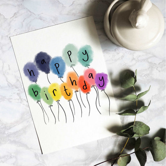 Happy birthday multicoloured balloons And Hope Designs Greeting & Note Cards