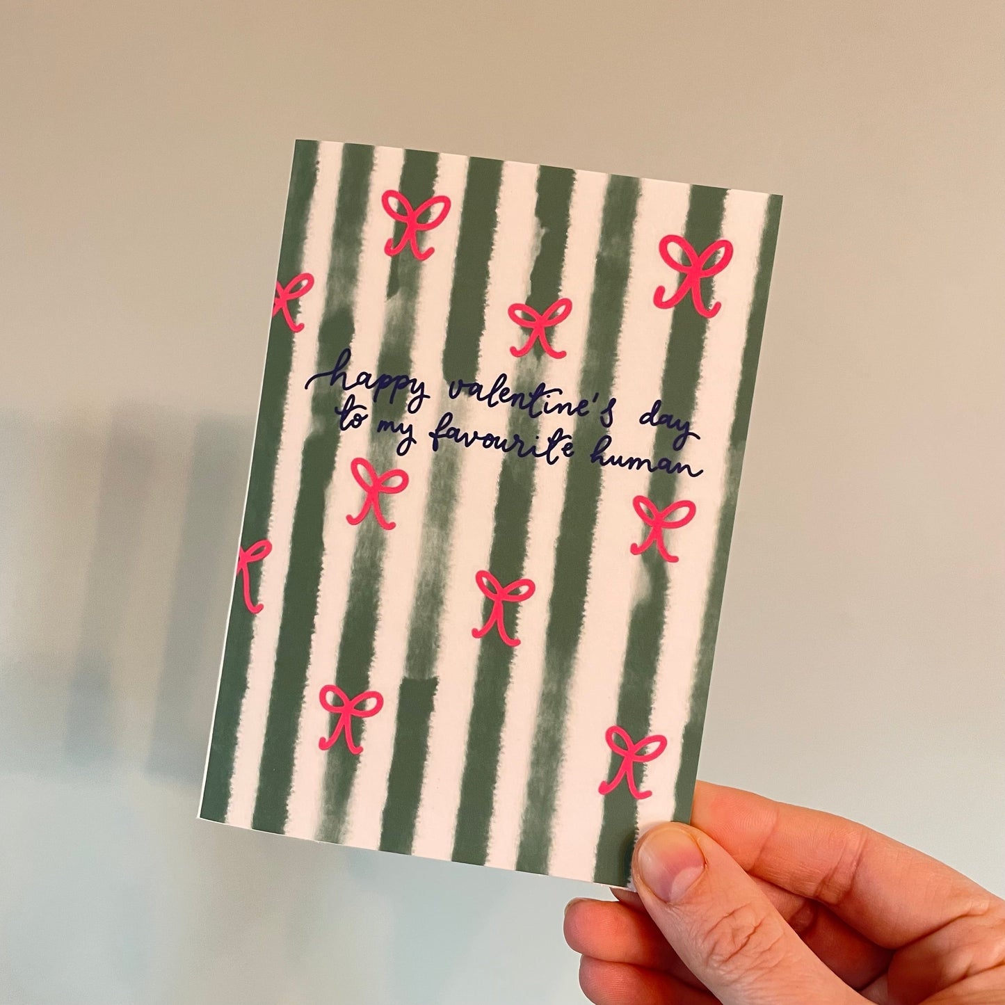 Happy Valentine’s Day to my favourite human - stripy Valentine’s card And Hope Designs Cards