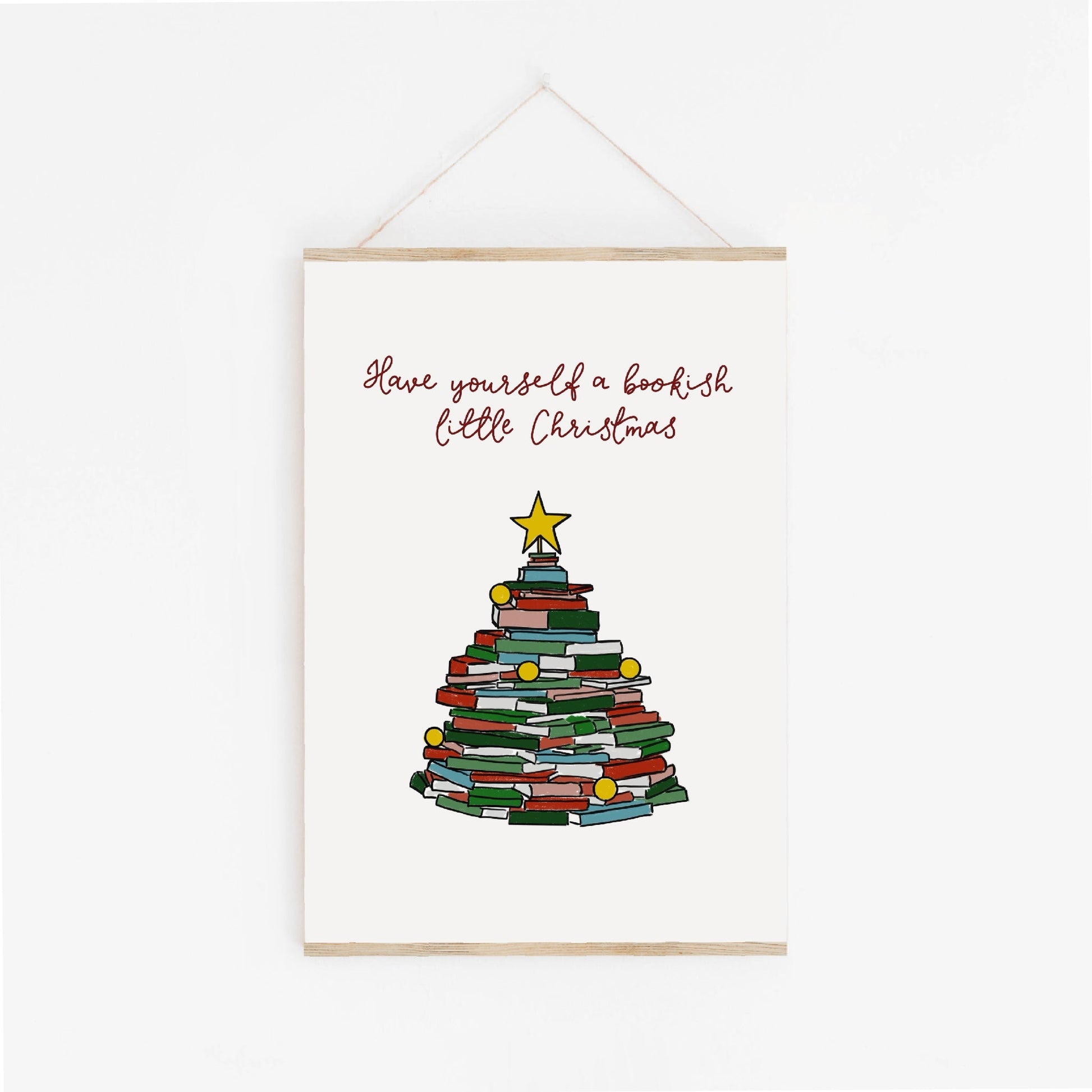 Have yourself a bookish little Christmas wall art print And Hope Designs Print