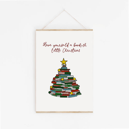 Have yourself a bookish little Christmas wall art print And Hope Designs Print