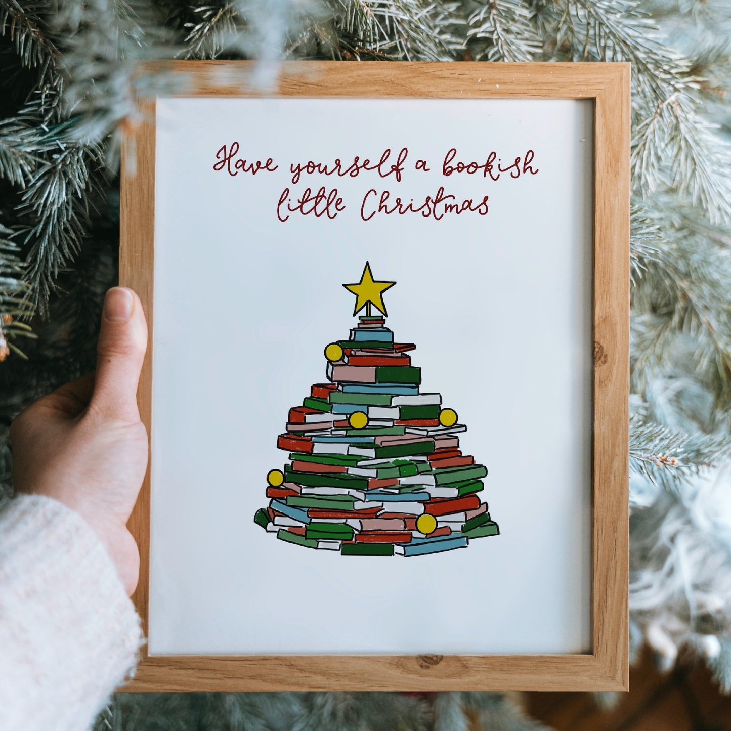 Have yourself a bookish little Christmas wall art print And Hope Designs Print