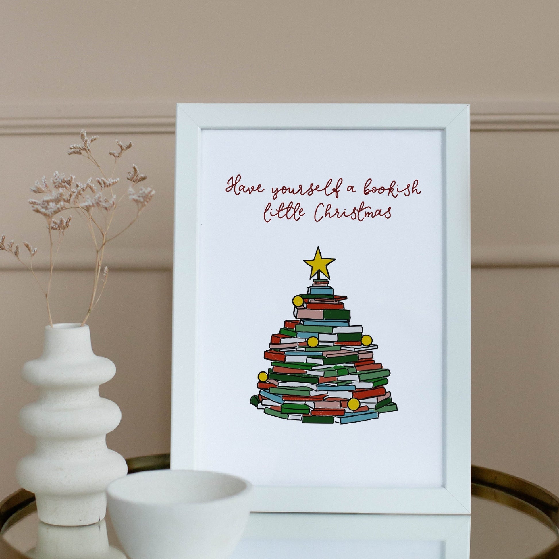 Have yourself a bookish little Christmas wall art print And Hope Designs Print