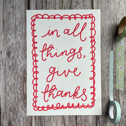 In All Things, Give Thanks Christian Print And Hope Designs Print