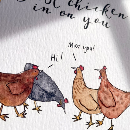 "Just Chicken In On You" Funny Friendship Card And Hope Designs Cards