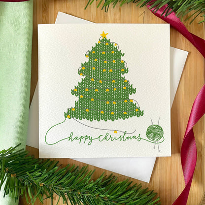 Knitter’s Christmas card: knitted tree And Hope Designs Cards