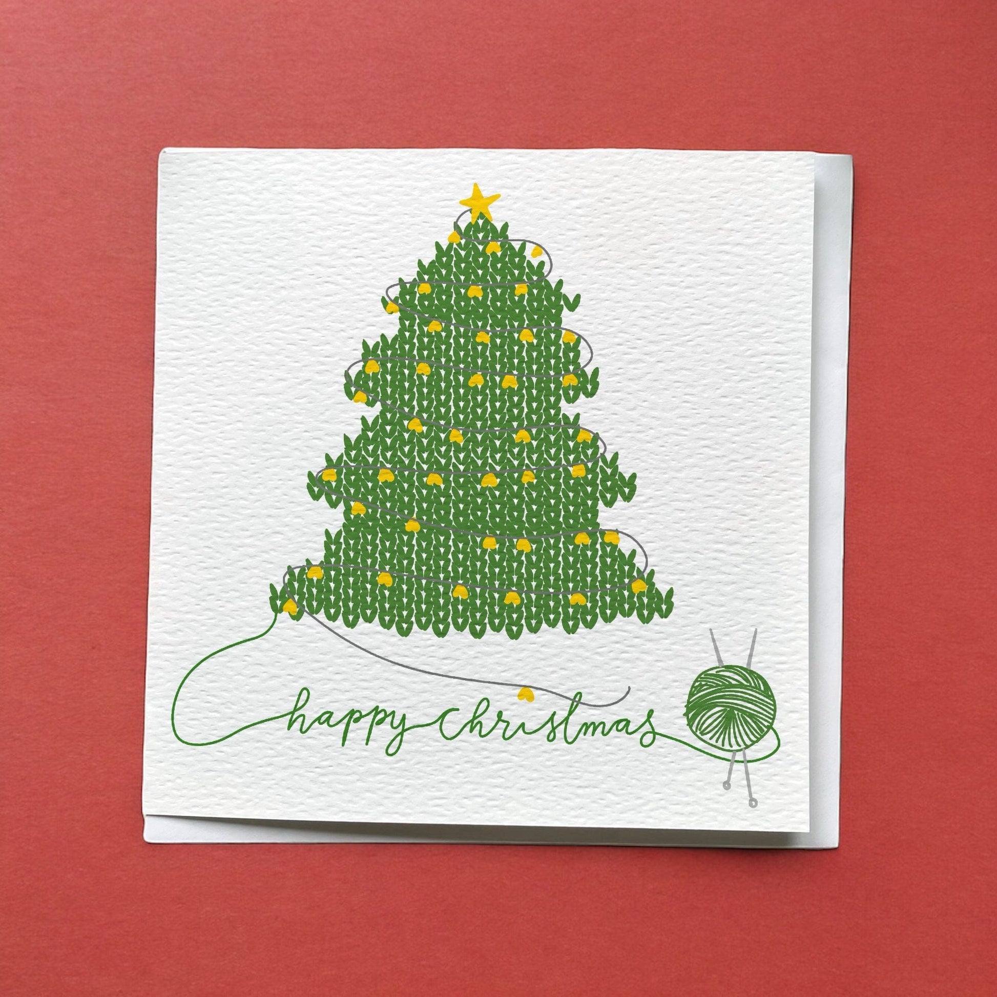 Knitter’s Christmas card: knitted tree And Hope Designs Cards