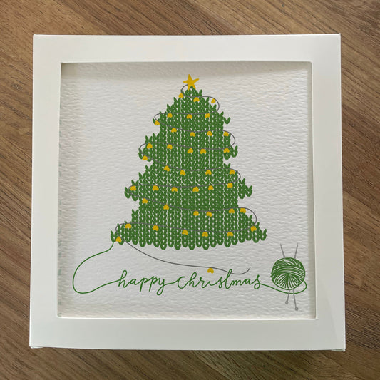 Knitter’s Christmas card: knitted tree And Hope Designs Cards