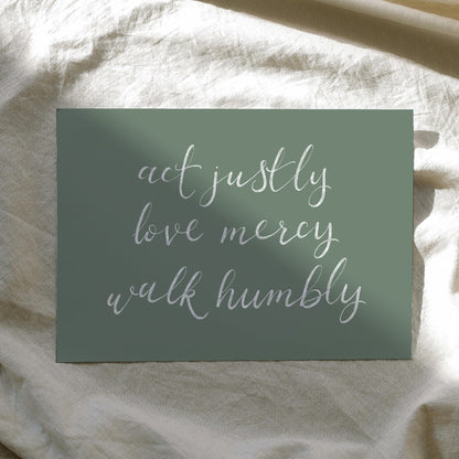 Landscape Micah 6:8 Christian Print And Hope Designs Print