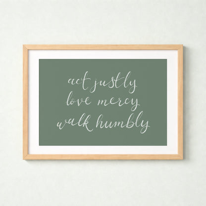 Landscape Micah 6:8 Christian Print And Hope Designs Print