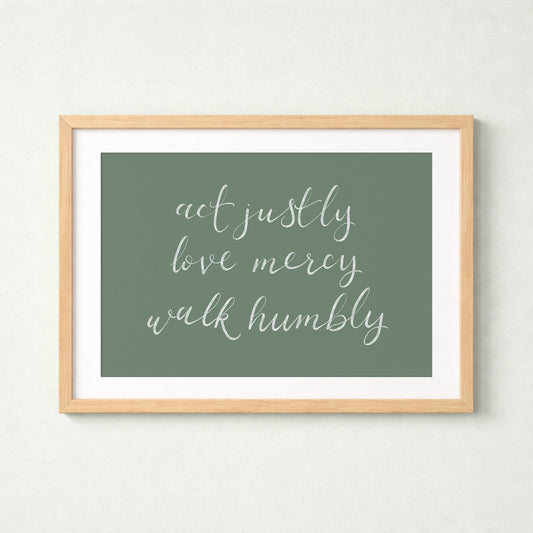 Landscape Micah 6:8 Christian Print And Hope Designs Print