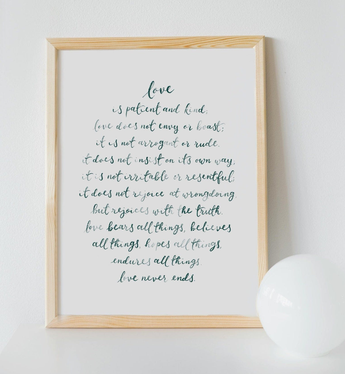 Love Chapter Print Love is - 1 Corinthians 13 Print on White – And Hope Designs