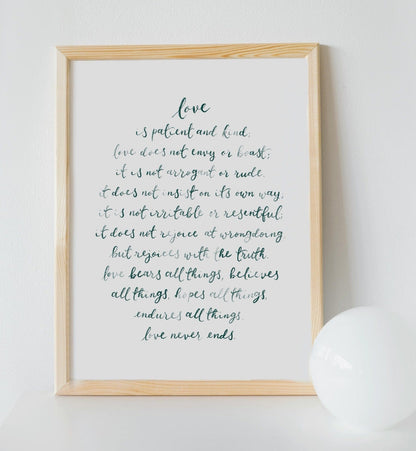 Love is - 1 Corinthians 13 Print And Hope Designs