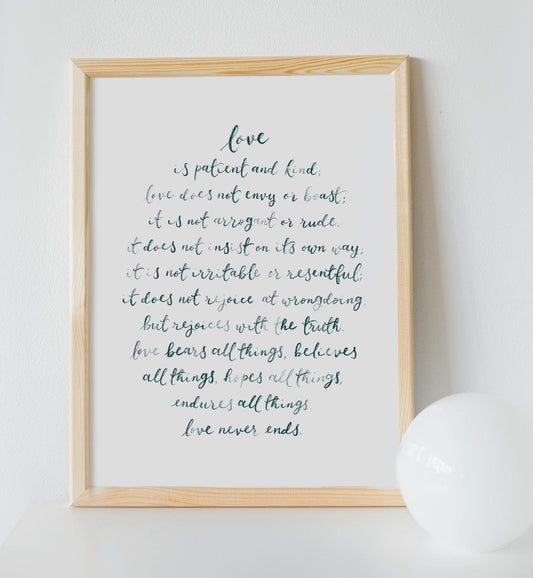 Love is - 1 Corinthians 13 Print And Hope Designs