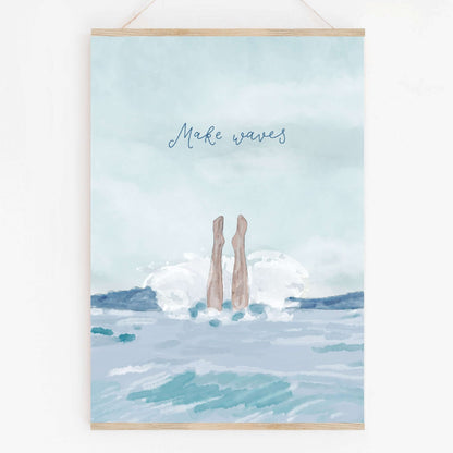 Make waves sea swimming A4 fine art print And Hope Designs Print